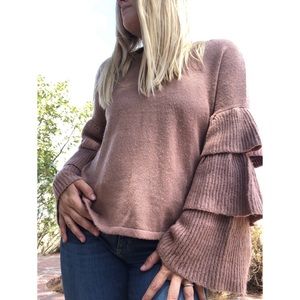 {Cupio} Blush Flutter Sleeve Sweater e16